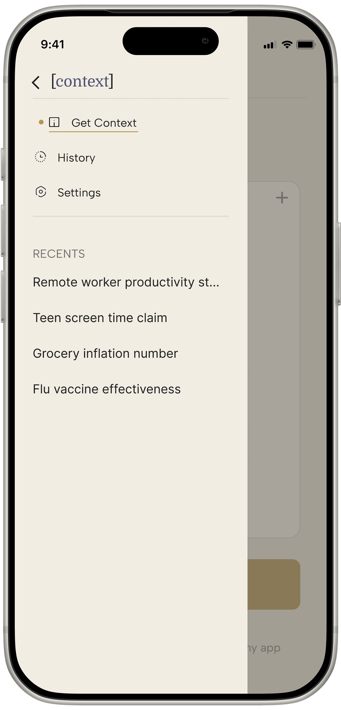 Context navigation drawer