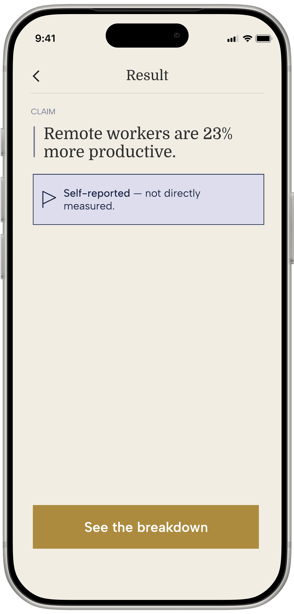 Context Result screen